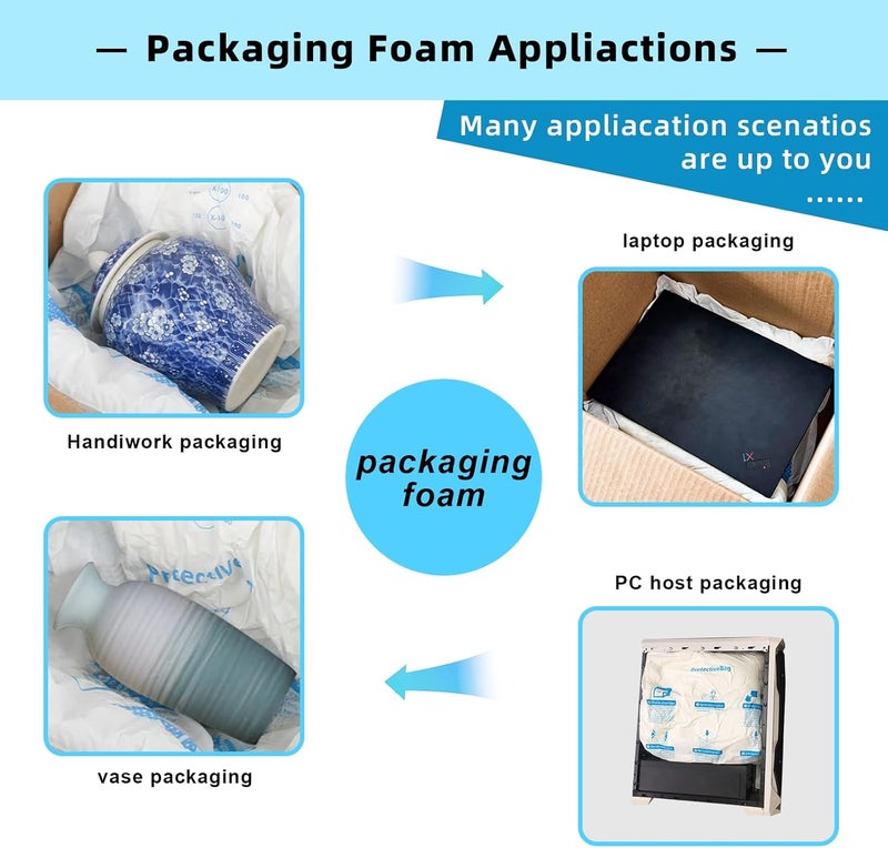 Ozbobo 4 pcs 18''*18'' Expanding Foam Packing For Shipping PC & Valuables & Fragile Moving Supplies For Irregular-Shaped Items Shockproof Bubble Wrap for moving Applied For Industrial Private Dual Use - Image 3
